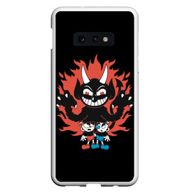 Чехол для Samsung S10E с принтом CUPHEAD , Силикон | Область печати: задняя сторона чехла, без боковых панелей | art | cartoon | cup | cuphead | devil | dice | game | king | mugman | the | арт | бос | босс | голова | демон | дьявол | игра | капхед | магмен | мультик | мультфильм | платформер | чаша | чашка | человек | черт