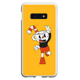 Чехол для Samsung S10E с принтом CUPHEAD , Силикон | Область печати: задняя сторона чехла, без боковых панелей | art | cartoon | cup | cuphead | devil | dice | game | king | mugman | the | арт | бос | босс | голова | демон | дьявол | игра | капхед | магмен | мультик | мультфильм | платформер | чаша | чашка | человек | черт