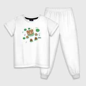 Детская пижама хлопок с принтом Swimming Teddy Bear , 100% хлопок |  брюки и футболка прямого кроя, без карманов, на брюках мягкая резинка на поясе и по низу штанин
 | bear | swiming | teddy | медведь | плавающий