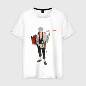 Мужская футболка хлопок с принтом Gintama Gintoki   , 100% хлопок | прямой крой, круглый вырез горловины, длина до линии бедер, слегка спущенное плечо. | anime | ginatama | gintoki | manga | аниме | гинтама | гинтоки | друзья | манга