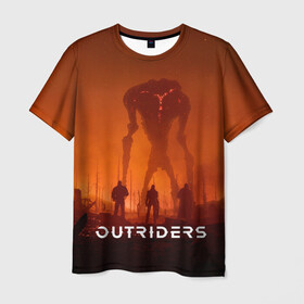 Мужская футболка 3D с принтом Outriders , 100% полиэфир | прямой крой, круглый вырез горловины, длина до линии бедер | Тематика изображения на принте: game | outriders | rpg | shooter | босс | всадники | игра | монстр | рпг | шутер