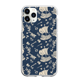 Чехол для iPhone 11 Pro Max матовый с принтом Морской мир , Силикон |  | викинги | девушка | девушка викинг | корабли | море | океан | паттерн | пираты | стрелы | топор | хипстер | якорь