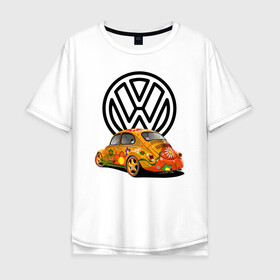 Мужская футболка хлопок Oversize с принтом Volkswagen  , 100% хлопок | свободный крой, круглый ворот, “спинка” длиннее передней части | car | volkswagen | жук | классика | машина | скорость