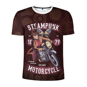 Мужская футболка 3D спортивная с принтом Motorcycle , 100% полиэстер с улучшенными характеристиками | приталенный силуэт, круглая горловина, широкие плечи, сужается к линии бедра | steampunk | арт | графика | обои | плакат | постер | стимпанк