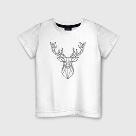 Детская футболка хлопок с принтом Олень в стиле геометрия , 100% хлопок | круглый вырез горловины, полуприлегающий силуэт, длина до линии бедер | абстрактные | животные | минимализм | минималист | олененок | олень | природа