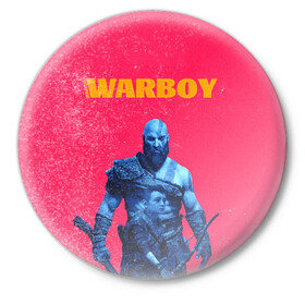 Значок с принтом Warboy ,  металл | круглая форма, металлическая застежка в виде булавки | gad of war | game | games | god of war | god of wor | атрей | атрэй | бог войны | игра | игры | кратос