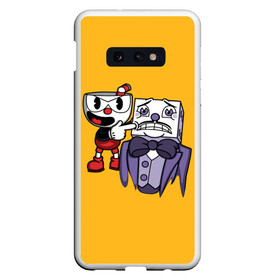 Чехол для Samsung S10E с принтом CUPHEAD , Силикон | Область печати: задняя сторона чехла, без боковых панелей | art | cartoon | cup | cuphead | devil | dice | game | king | mugman | the | арт | бос | босс | голова | демон | дьявол | игра | капхед | магмен | мультик | мультфильм | платформер | чаша | чашка | человек | черт