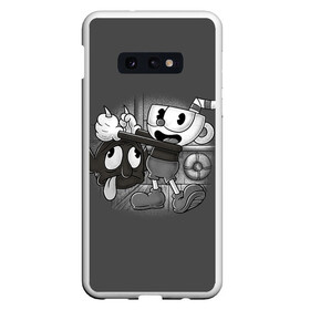 Чехол для Samsung S10E с принтом CUPHEAD , Силикон | Область печати: задняя сторона чехла, без боковых панелей | art | cartoon | cup | cuphead | devil | dice | game | king | mugman | the | арт | бос | босс | голова | демон | дьявол | игра | капхед | магмен | мультик | мультфильм | платформер | чаша | чашка | человек | черт