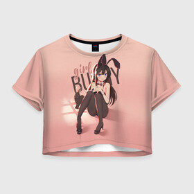 Женская футболка Crop-top 3D с принтом Bunny Girl , 100% полиэстер | круглая горловина, длина футболки до линии талии, рукава с отворотами | anime | aobuta | bunny | bunny girl | futaba | kaede | mai | nodoka | pfnds | rio | sakuta | shoko | аниме | анимэ | девочка зайка | зайка | каэдэ | комедия | маи | нодока | панда | рио | сакута | сёко | футаба | шоко