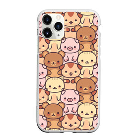 Чехол для iPhone 11 Pro матовый с принтом Кавайные животные , Силикон |  | animal | animals | bear | cat | cute | kawaii | kitten | kitty | neko | pattern | pig | piggy | кавайи | кот | котенок | котята | кошечка | медведь | медвежата | медвежонок | милота | неко | паттерн | свинка | свинья | собачка | узор | хрюшки |