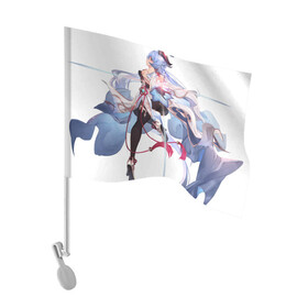 Флаг для автомобиля с принтом Красавица Гань Юй , 100% полиэстер | Размер: 30*21 см | арт | боевая девушка | гань юй | коза | козочка | кокосовая козочка | милая девушка | рисунок
