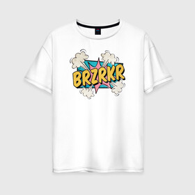 Женская футболка хлопок Oversize с принтом Brzrkr Берсерк , 100% хлопок | свободный крой, круглый ворот, спущенный рукав, длина до линии бедер
 | berserker | brzrkr | аниме | берсерк | киану ривз