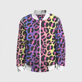 Детский бомбер 3D с принтом Neon Leopard Pattern , 100% полиэстер | застегивается на молнию, по бокам два кармана без застежек, мягкие манжеты, по низу бомбера и на воротнике — эластичная резинка | africa | afrika | gradient | summer | tropical | африка | африканский узор | градиент | леопард | леопардовый узор | лето | неон | неоновое свечение | паттерт | пятна | разные цвета | саванна | тропики | тропический узор