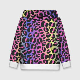 Детская толстовка 3D с принтом Neon Leopard Pattern , 100% полиэстер | двухслойный капюшон со шнурком для регулировки, мягкие манжеты на рукавах и по низу толстовки, спереди карман-кенгуру с мягким внутренним слоем | africa | afrika | gradient | summer | tropical | африка | африканский узор | градиент | леопард | леопардовый узор | лето | неон | неоновое свечение | паттерт | пятна | разные цвета | саванна | тропики | тропический узор