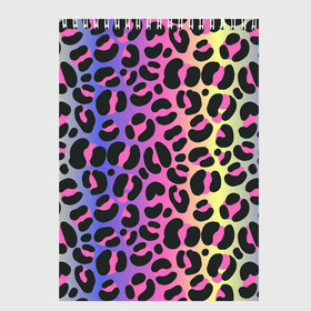 Скетчбук с принтом Neon Leopard Pattern , 100% бумага
 | 48 листов, плотность листов — 100 г/м2, плотность картонной обложки — 250 г/м2. Листы скреплены сверху удобной пружинной спиралью | africa | afrika | gradient | summer | tropical | африка | африканский узор | градиент | леопард | леопардовый узор | лето | неон | неоновое свечение | паттерт | пятна | разные цвета | саванна | тропики | тропический узор