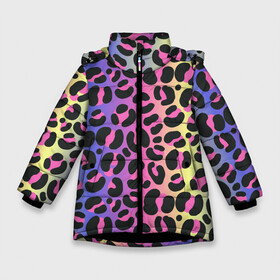 Зимняя куртка для девочек 3D с принтом Neon Leopard Pattern , ткань верха — 100% полиэстер; подклад — 100% полиэстер, утеплитель — 100% полиэстер. | длина ниже бедра, удлиненная спинка, воротник стойка и отстегивающийся капюшон. Есть боковые карманы с листочкой на кнопках, утяжки по низу изделия и внутренний карман на молнии. 

Предусмотрены светоотражающий принт на спинке, радужный светоотражающий элемент на пуллере молнии и на резинке для утяжки. | africa | afrika | gradient | summer | tropical | африка | африканский узор | градиент | леопард | леопардовый узор | лето | неон | неоновое свечение | паттерт | пятна | разные цвета | саванна | тропики | тропический узор