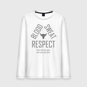 Мужской лонгслив хлопок с принтом Blood Sweat RESPECT , 100% хлопок |  | Тематика изображения на принте: blood | bodybuilding | bull | crossfit | dwayne johnson | fitness | gym | logo | motivation | project | respect | sport | star | sweat | the rock | under armour | бодибилдинг | броня | бык | дуэйн джонсон | звезда | качалка | кровь | кроссфит | лого | мот