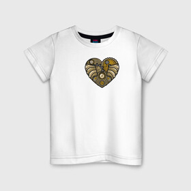 Детская футболка хлопок с принтом Steampunk Сердце , 100% хлопок | круглый вырез горловины, полуприлегающий силуэт, длина до линии бедер | Тематика изображения на принте: game | heart | steampunk | игры | механический | сердце | стимпанк | часы | шестеренки