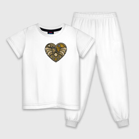 Детская пижама хлопок с принтом Steampunk Сердце , 100% хлопок |  брюки и футболка прямого кроя, без карманов, на брюках мягкая резинка на поясе и по низу штанин
 | Тематика изображения на принте: game | heart | steampunk | игры | механический | сердце | стимпанк | часы | шестеренки