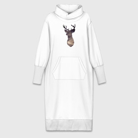 Платье удлиненное хлопок с принтом Оленёнок ,  |  | геометрия | животные | минимализм | минималист | олененок | олень | природа