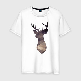 Мужская футболка хлопок с принтом Оленёнок , 100% хлопок | прямой крой, круглый вырез горловины, длина до линии бедер, слегка спущенное плечо. | геометрия | животные | минимализм | минималист | олененок | олень | природа