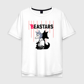 Мужская футболка хлопок Oversize с принтом Легоси beastars , 100% хлопок | свободный крой, круглый ворот, “спинка” длиннее передней части | animals | beastars | legoshi | выдающиеся | звери | зверолюди | легоси