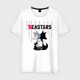 Мужская футболка хлопок с принтом Легоси beastars , 100% хлопок | прямой крой, круглый вырез горловины, длина до линии бедер, слегка спущенное плечо. | animals | beastars | legoshi | выдающиеся | звери | зверолюди | легоси