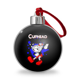 Ёлочный шар с принтом Cuphead , Пластик | Диаметр: 77 мм | cup head | cuphead | run and gun | детям | капхед | капхэд | логотипы игр | персонажи игр | чашка