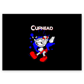 Поздравительная открытка с принтом Cuphead , 100% бумага | плотность бумаги 280 г/м2, матовая, на обратной стороне линовка и место для марки
 | cup head | cuphead | run and gun | детям | капхед | капхэд | логотипы игр | персонажи игр | чашка