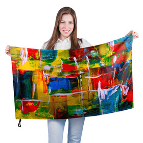 Флаг 3D с принтом КРАСКИ , 100% полиэстер | плотность ткани — 95 г/м2, размер — 67 х 109 см. Принт наносится с одной стороны | абстракция | краски | молодежное | неформальное | пестрое | цветное