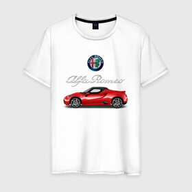 Мужская футболка хлопок с принтом ALFA ROMEO , 100% хлопок | прямой крой, круглый вырез горловины, длина до линии бедер, слегка спущенное плечо. | alfa romeo | car | sport | машина | скорость