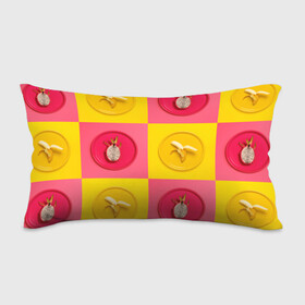 Подушка 3D антистресс с принтом фрукты шахматы , наволочка — 100% полиэстер, наполнитель — вспененный полистирол | состоит из подушки и наволочки на молнии | Тематика изображения на принте: 3d | банан | вкусняшки | еда | желтый | клетка | розовый | фрукты