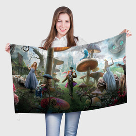 Флаг 3D с принтом Алиса , 100% полиэстер | плотность ткани — 95 г/м2, размер — 67 х 109 см. Принт наносится с одной стороны | абстракция | алиса | арт | рендеринг | страна чудес