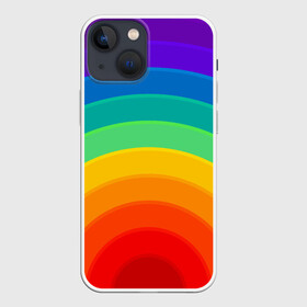 Чехол для iPhone 13 mini с принтом Круговая радуга ,  |  | Тематика изображения на принте: круг | круги | полукруг | радость | радуга | разноцветный | цвета