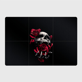 Магнитный плакат 3Х2 с принтом ЧЕРЕП И РОЗЫ , Полимерный материал с магнитным слоем | 6 деталей размером 9*9 см | death | flowers | horror | metal | rose | roses | skull | арт | зомби | кости | розы | скелет | цветы | череп | черный