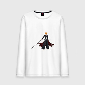 Мужской лонгслив хлопок с принтом Ичиго Куросаки , 100% хлопок |  | anime | bleach | hero | ichigo kurosaki | manga | блич | герой | ичиго куросаки