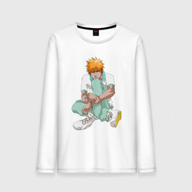 Мужской лонгслив хлопок с принтом Ичиго , 100% хлопок |  | anime | bleach | hero | ichigo kurosaki | manga | блич | герой | ичиго куросаки