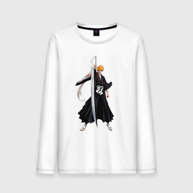 Мужской лонгслив хлопок с принтом Блич - Ичиго , 100% хлопок |  | anime | bleach | hero | ichigo kurosaki | manga | блич | герой | ичиго куросаки