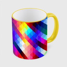 Кружка с принтом Пиксельная радуга , керамика | ёмкость 330 мл | аннотация | квадрат | пиксели | радуга | ромб | цвета