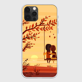 Чехол для iPhone 12 Pro Max с принтом Романтика. Пара на качелях , Силикон |  | attitude | autumn | couple. romance | heart | leaves | love | ocean | river | sea | sun | sunset | swing | качелиnature | листья | любовь | море | океан | осень | отношение | пара. романтика | природа. закат | река | сердце | солнце