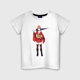 Детская футболка хлопок с принтом Kagura Gintama , 100% хлопок | круглый вырез горловины, полуприлегающий силуэт, длина до линии бедер | anime | ginatama | gintoki | kagura | manga | аниме | гинтама | гинтоки | друзья | кагура | манга