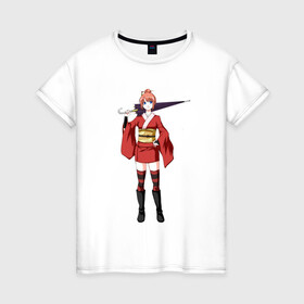 Женская футболка хлопок с принтом Kagura Gintama , 100% хлопок | прямой крой, круглый вырез горловины, длина до линии бедер, слегка спущенное плечо | anime | ginatama | gintoki | kagura | manga | аниме | гинтама | гинтоки | друзья | кагура | манга