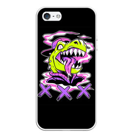 Чехол для iPhone 5/5S матовый с принтом Кислотный динозавр , Силикон | Область печати: задняя сторона чехла, без боковых панелей | безумие | динозавр | животные | килоста | кислотный | рекс | тиранозавр | эйфория