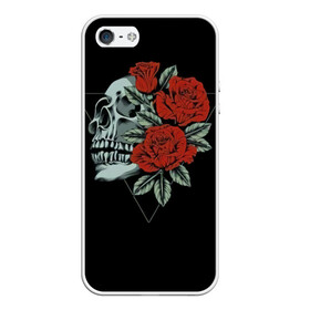 Чехол для iPhone 5/5S матовый с принтом Череп с цветами , Силикон | Область печати: задняя сторона чехла, без боковых панелей | кости | мертвец | рок | рокнролл | цветы | череп