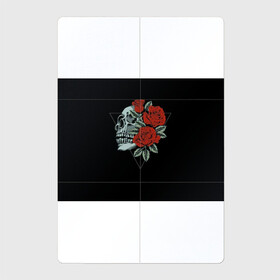 Магнитный плакат 2Х3 с принтом Череп с цветами , Полимерный материал с магнитным слоем | 6 деталей размером 9*9 см | кости | мертвец | рок | рокнролл | цветы | череп