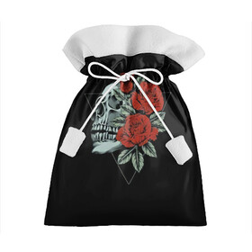 Подарочный 3D мешок с принтом Череп с цветами , 100% полиэстер | Размер: 29*39 см | кости | мертвец | рок | рокнролл | цветы | череп