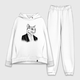 Женский костюм хлопок Oversize с принтом Сэр Кот Джентльмен ,  |  | black cat | cat | cats | cute | gentleman | kawaii | kitten | kitty | pussycat | sir cat | в костюме | кавайи | котенок | коты | котята | кошка | люблю котов | пиджак | прикол | рисунок кота | черный кот | юмор