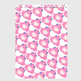 Скетчбук с принтом Сказочная розовая лягушка , 100% бумага
 | 48 листов, плотность листов — 100 г/м2, плотность картонной обложки — 250 г/м2. Листы скреплены сверху удобной пружинной спиралью | Тематика изображения на принте: единорог | животное | лягушка | персонаж | сказка
