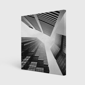 Холст квадратный с принтом Минимализм , 100% ПВХ |  | Тематика изображения на принте: архитектура | город | здания | минимализм | небо | фото | черно белое