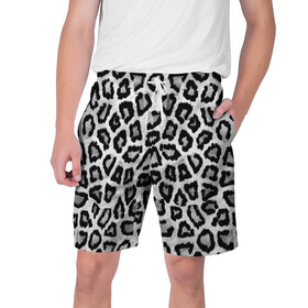 Мужские шорты 3D с принтом Snow Leopard ,  полиэстер 100% | прямой крой, два кармана без застежек по бокам. Мягкая трикотажная резинка на поясе, внутри которой широкие завязки. Длина чуть выше колен | Тематика изображения на принте: cheetah | leopard | wool | леопард